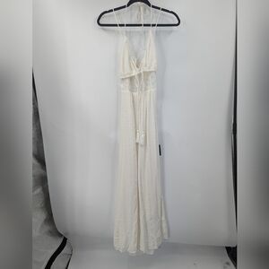 NWT LULU'S Crochet Sheer Halter Strappy Back Maxi